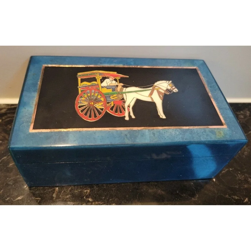 Lacquered Jewelry Trinket Box W/ Inlaid - Nice